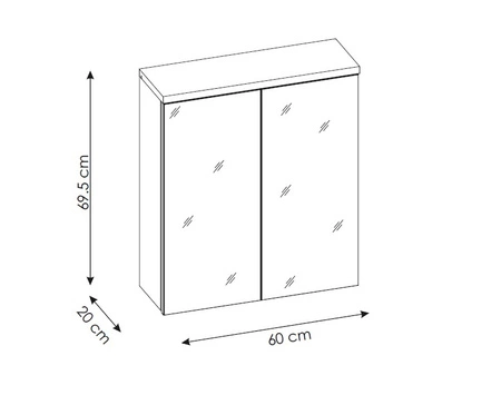 Szafka łazienkowa wisząca z lustrem Bali 60 cm biały / dąb wotan elegancka szafka doskonale zagospodarowuje przestrzeń nad umywalką