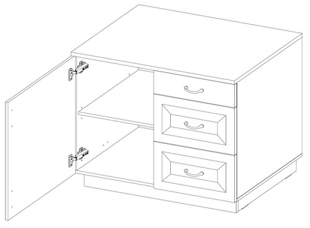 Zestaw mebli Style dąb artisan / szary grafit klasyczny design komplet mebli do salonu stylowe frezowane fronty meblościanka z szafą