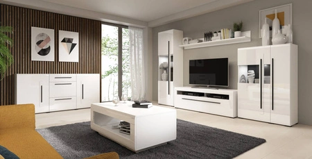 Stolik kawowy Tulsa 110 cm biały / biały połysk nowoczesne i praktyczne rozwiązanie do salon w stylu nowoczesnym i klasycznym