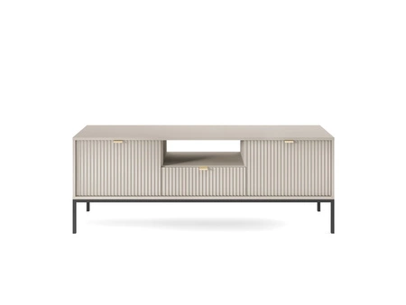 Szafka RTV Lovro 154 cm beżowa nowoczesny design zachwyci miłośników wyrazistych wnętrz