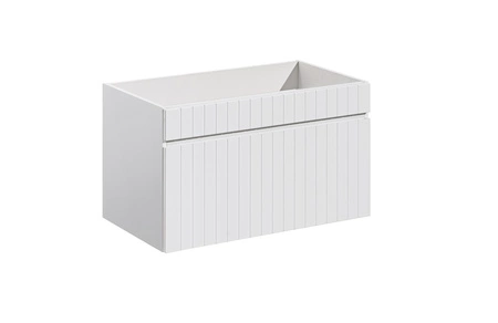 Szafka pod umywalkę Iconic 80 cm biała designerska szafka z gustownym pionowym ryflowaniem pojemna szuflada na akcesoria