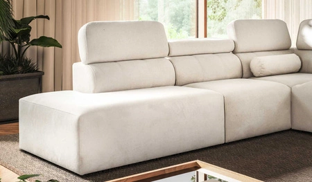 Narożnik z funkcją spania Cantare IX ciemny beż lewostronny komfortowy narożnik rozkładany nowoczesny design pluszowa tkanina