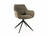 Krzesło tapicerowane Sempre oliwkowe / oliwkowa ekoskóra nowoczesne krzesło obrotowe z metalowymi nogami stylowe krzesło kubełkowe