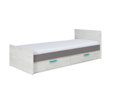Łóżko z szufladami Rest 90x200 cm dąb craft biały / popiel nowoczesny design łóżka obrzeża wykończone specjalną okleiną ABS