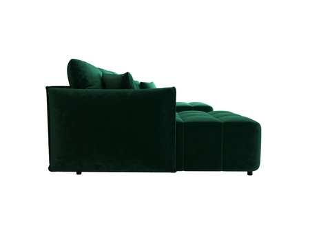 Narożnik z funkcją spania Oroso U butelkowa zieleń pojemnik na pościel tkanina typu velvet z powłoką hydrofobową ozdobne pikowania