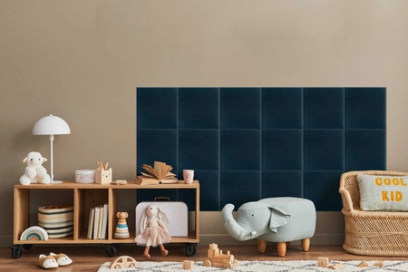 Panel tapicerowany Quadra 50x50 cm granatowy stylowy panel ścienny kwadrat welurowa tkanina modne wykończenie każdej aranżacji