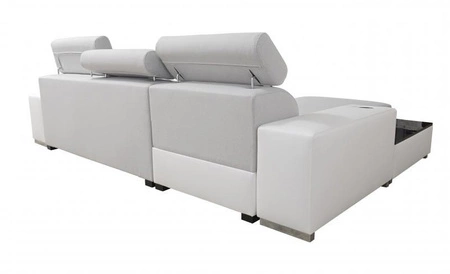 Narożnik z funkcją spania Provo butelkowa zieleń / biały lewostronny narożnik z pojemnikiem na pościel i funkcjonalną dostawką