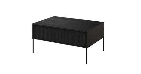Stolik kawowy Trend czarny nowoczesny i elegancki design stolik z charakterystycznym ryflowanym frontem osadzony na metalowych nogach