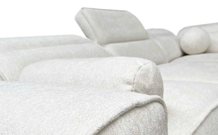 Narożnik z funkcją spania Viano VIII jasny brąz prawostronny nowoczesny narożnik o ciekawej konstrukcji pojemniki na pościel