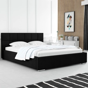 Łóżko tapicerowane Costa 140x200 czarne stylowe łóżko z pojemnikiem na pościel wygodny zagłówek zachwyca eleganckim designem