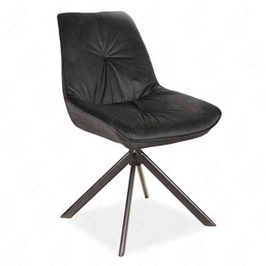 Krzesło tapicerowane Boogie I 45x53 cm czarne stylowe krzesło obrotowe z metalowymi nogami krzesło glamour