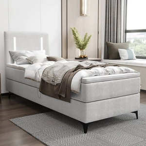 Łóżko kontynentalne Norco 80x200 szary popiel stylowe łóżko z pojemnikiem oświetlenie umieszczone w zagłówku nadaje wyjątkowości