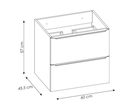 Szafka pod umywalkę Capri 60 cm dąb craft złoty nowoczesny design szafki do łazienki z szufladami metalowy uchwyt krawędziowy