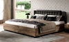 Łóżko Sigma 140x200 cm dąb flagstaff / czarny z srebrną wstawką łóżko z pojemnikiem do sypialni z tapicerowanym zagłówkiem