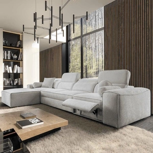 Narożnik z funkcją spania Viano XII Lux szary popiel lewostronny designerski narożnik do salonu z komfortowym wysuwanym podnóżkiem