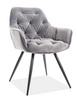 Krzesło tapicerowane Cherry 43x45 cm szare nowoczesne oraz funkcjonalne krzesło kubełkowe z metalowymi nogami 