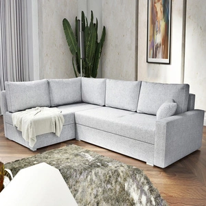 Narożnik z funkcją spania Nofi szary popiel lewostronny nowoczesny design prosta i stylowa bryła wpisująca się w każdą aranżację