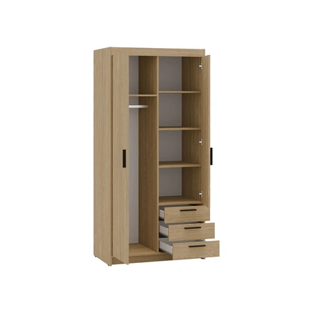 Szafa Rene 90 cm dąb olejowany nowoczesny design obrzeża wykończone ABS idealna szafa do sypialni lub garderoby pojemne szuflady