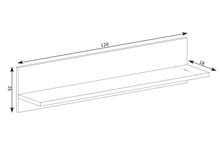 Półka Cali 120 cm dąb artisan / czarny oryginalny design praktyczna półka na ścianę do salonu jadalni lub pokoju dziennego