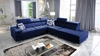 Narożnik z funkcją spania Hampton IX granatowy prawostronny stylowy i nowoczesny design narożnika idealny mebel do każdej aranżacji