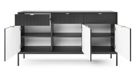 Komoda z szufladami Lovro 154 cm czarna nowoczesny design zachwyci miłośników wyrazistych wnętrz