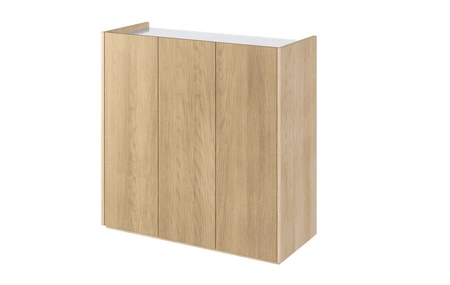 Komoda Easy 95 cm dąb scandi / biały połysk praktyczna i pojemna komoda z designerskim obniżonym blatem wykonana z dbałością o detale