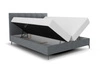 Łóżko kontynentalne Irvine 140x200 szare stylowe łóżko z pojemnikiem na pościel i wysokim wezgłowiem zachwyca eleganckim designem
