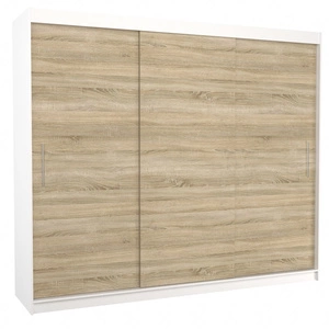 Szafa przesuwna Antos 250 cm biały / dąb sonoma jasny funkcjonalna szafa o uniwersalnym designie doskonała propozycja do przedpokoju