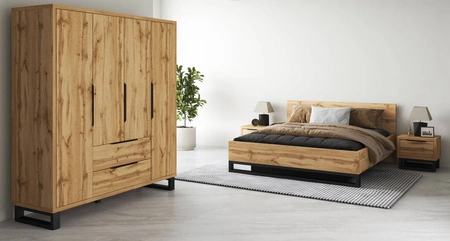 Łóżko Halle S 180x200 z pojemnikiem na pościel dąb wotan stylowy design idealne łóżko do sypialni wysoka jakość wykonania