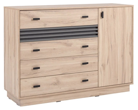 Komoda z szufladami Estan 135 cm dąb estana jasny / antracyt nowoczesny design mebla wysoka jakość wykonania obrzeża komody wykończone specjalną okleiną