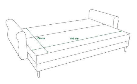 Sofa z funkcją spania Wilkins brązowa elegancka sofa do salonu w stylu skandynawskim zaoblone boczki nadają charakteru