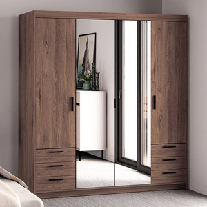 Szafa Rene 176 cm dąb lefkas stylowy design obrzeża wykończone ABS szafa z lustrem do sypialni lub garderoby pojemne szuflady