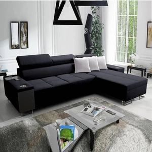 Narożnik z funkcją spania Dafni czarny prawostronny pleciony komfort i funkcjonalność podczas codziennego wypoczynku