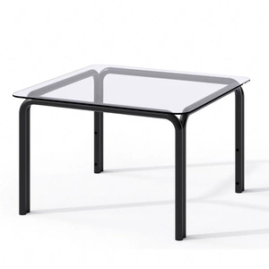 Stolik ogrodowy Wenecja 60x60 cm grafitowy minimalistyczny design trwały i solidny stolik na mniejsze tarasy lub balkony szklany blat