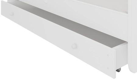 Łóżko Bear 70x140 cm biały / niebieski małe łóżko z materacem i szufladą na pościel w kształcie misia z uroczym nadrukiem niedźwiadka