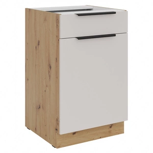 Szafka kuchenna stojąca z szufladą i półką Soela 50 D 1F 1S BB metalowe uchwyty krawędziowe szafka odporna na działanie wilgoci i uszkodzenia