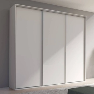 Szafa przesuwna Grande 254 cm biała pojemna szafa w nowoczesnej formie wyposażona w aluminiowe prowadnice drzwi