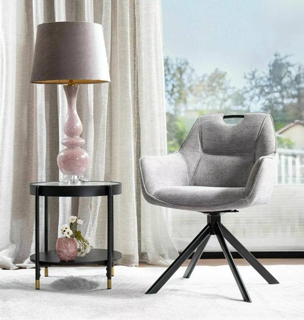 Krzesło tapicerowane Remo Brego szare nowoczesne krzesło obrotowe z metalowymi nogami stylowe krzesło kubełkowe