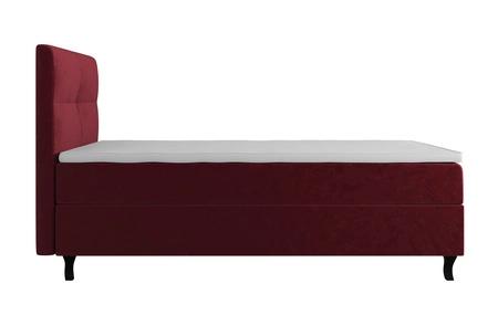 Łóżko kontynentalne Melba 90x200 bordowe w nowoczesnym skandynawskim stylu z tapicerowanym zagłówkiem łóżko z pojemnikiem