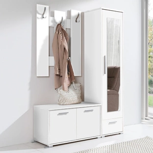 Zestaw mebli do przedpokoju Hit biały klasyczny design funkcjonalna oraz praktyczna garderoba do przedpokoju