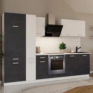 Zestaw mebli kuchennych z blatem Toni 290 cm biały / matera komplet kuchenny doskonale prezentuje się w klasycznych wnętrzach