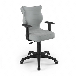 Krzesło do biurka Duo szary popiel dopasowane do wzrostu 159-188 cm ergonomiczne krzesło obrotowe z regulowanymi podłokietnikami