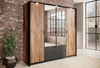 Szafa z lustrem Dover 223 cm kasztan / antracyt oryginalny design metalowe uchwyty idealna szafa do sypialni z szufladami