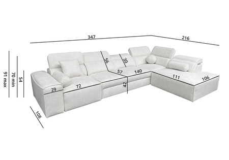 Narożnik z funkcją spania Viano XI zielony prawostronny modny i stylowy narożnik z regulowanymi zagłówkami ozdobne poduszki