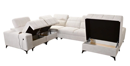 Narożnik z funkcją spania Penejos VIII szary popiel prawostronny stylowy narożnik rozkładany wykonany z wytrzymałej tkaniny