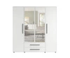 Szafa z lustrem Maxione 198 cm biała pojemna szafa do sypialni pokoju młodzieżowego lub przedpokoju wzbogacona szufladami