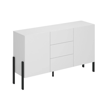 Zestaw mebli do salonu Jukon biały elegancka forma mebla w nowoczesnym stylu system otwierania push to open metalowe czarne nogi