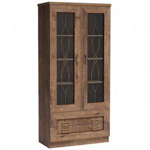 Witryna Tade 90 cm dąb lefkas elegancki styl witryna ozdobina subtelnymi ornamentami na szklanym froncie idealna do salonu lub pokoju dziennego