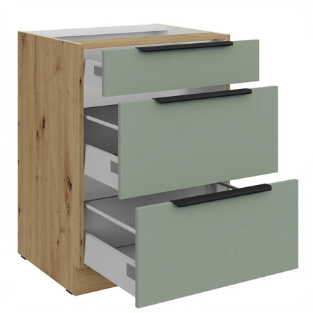 Szafka kuchenna stojąca z szufladami Treviso Ar 60 D 3S BB odporna na uszkodzenia wykończenie frontów w technologii anti fingerprint