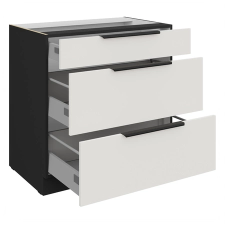 Szafka kuchenna stojąca z szufladami Corato Bl 80 D 3S BB odporna na uszkodzenia wykończenie frontów w technologii anti fingerprint